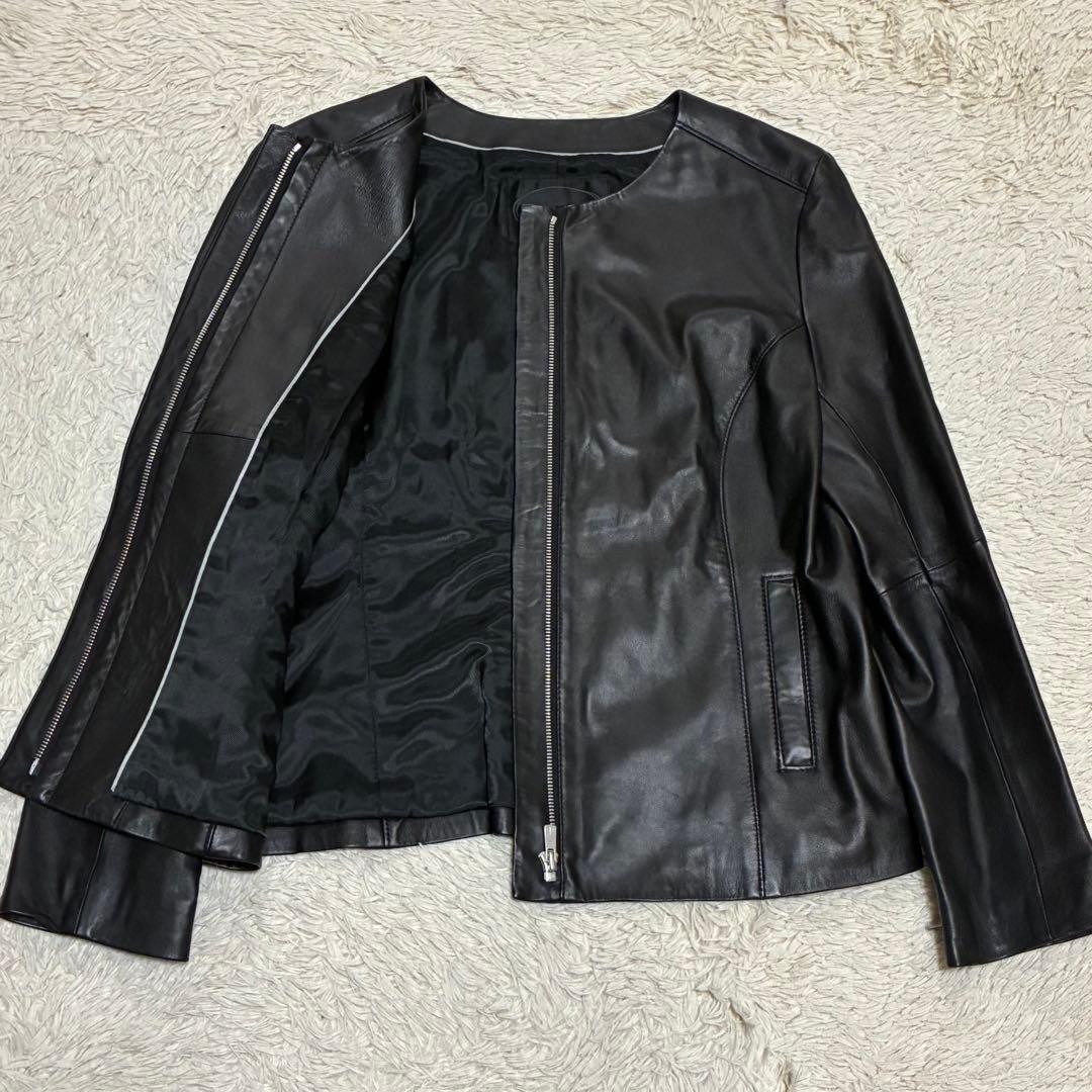 UNTITLED 【美品】42 黒 XL 羊革 ラムレザー ノーカラー レザー