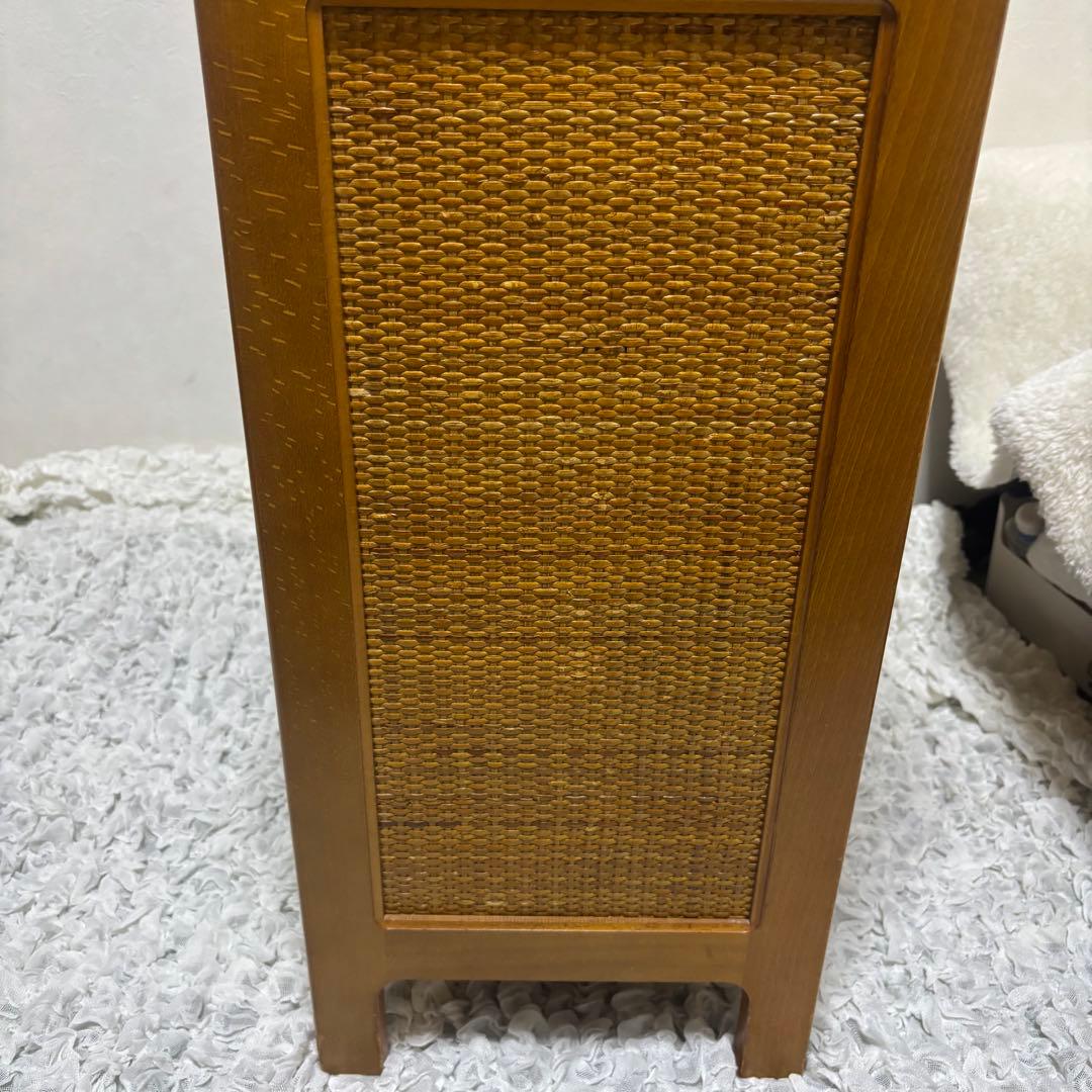 希少　オールドカリモク　ラタン　電話台　FAX台　キャビネット