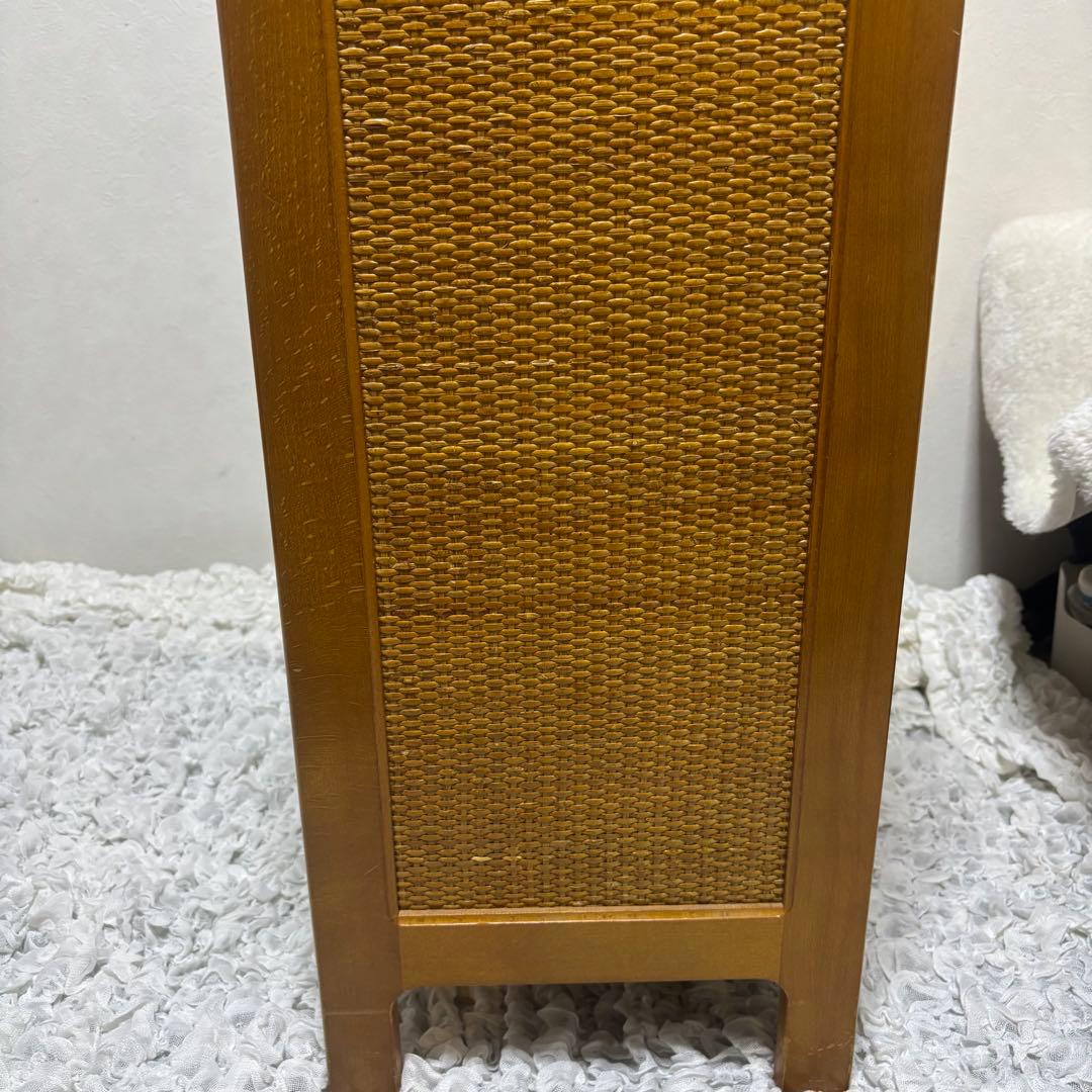 希少　オールドカリモク　ラタン　電話台　FAX台　キャビネット