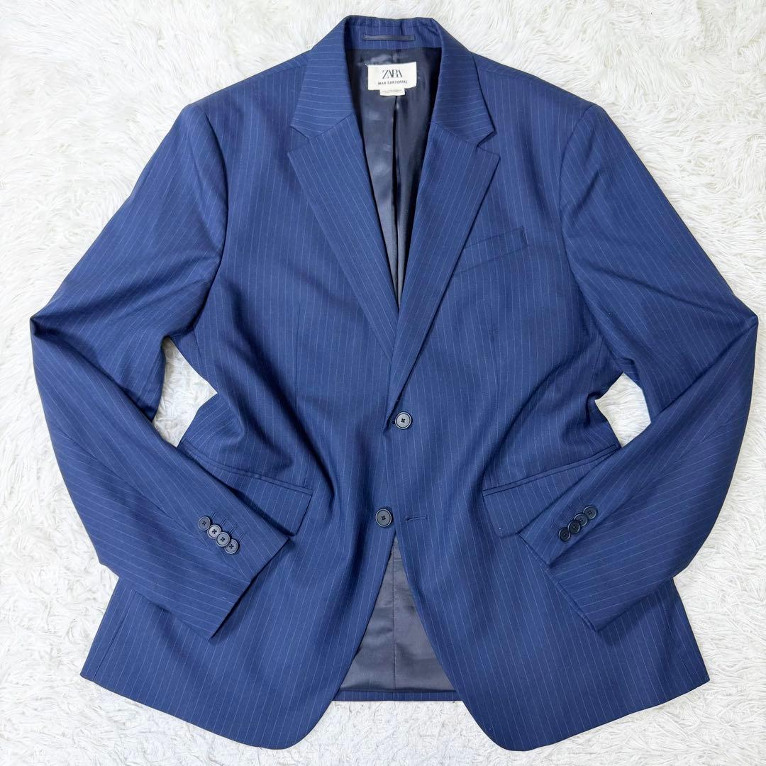 【美品】ZARA MAN SARTORIAL セットアップ 紺 ストライプ　54