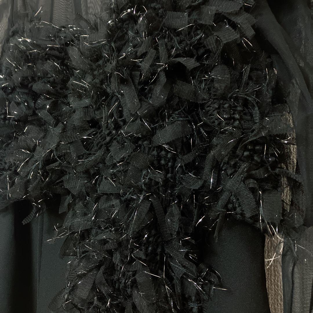 人気　ニアナ　フリンジグリッターノットドレス　パーティ　オケージョン　ブラック