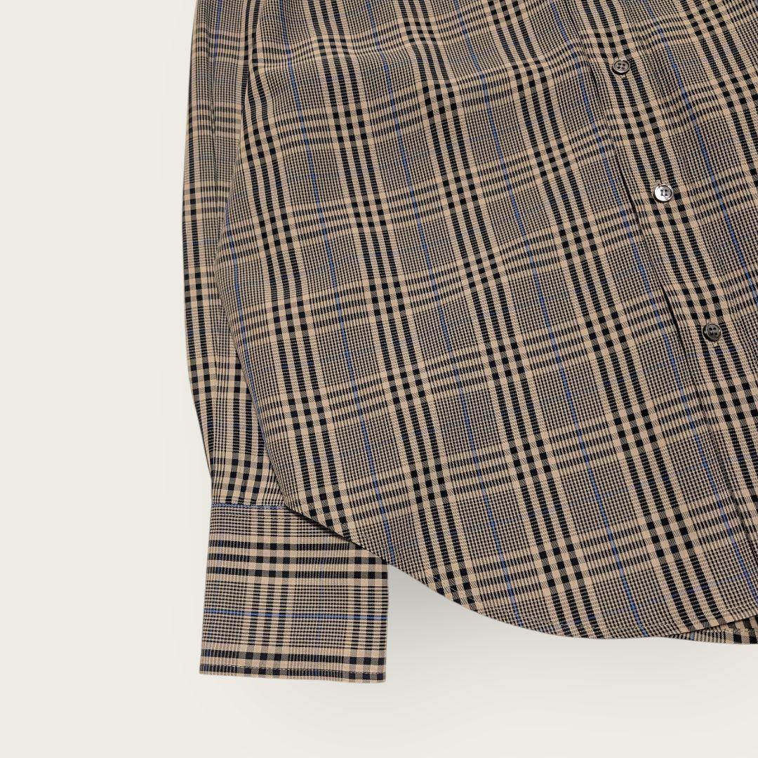 【美品】2025SS　シンゾーン　ツイルチェック　シャツ　ベージュ　F