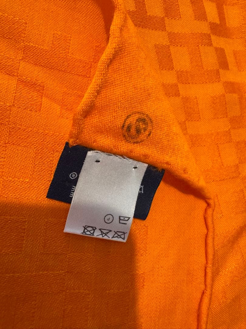 美品　エルメススカーフ　オレンジ エルメスロゴ柄