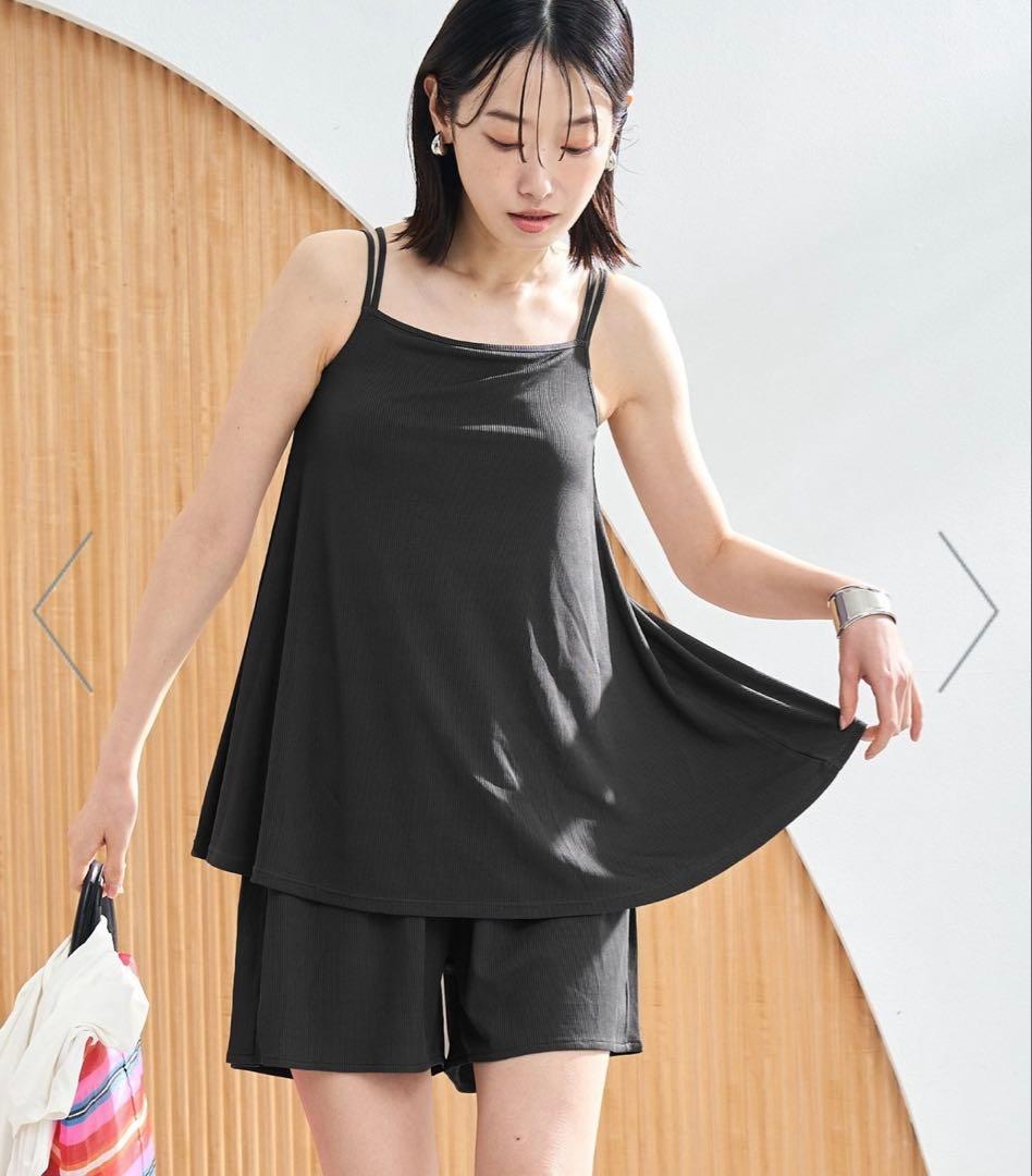 coen 【5点セット】フレアキャミソールスイムウェアLサイズ　ダークグレー