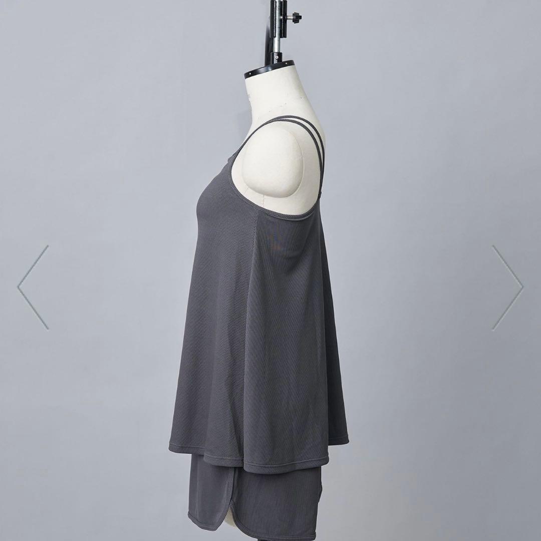 coen 【5点セット】フレアキャミソールスイムウェアLサイズ　ダークグレー