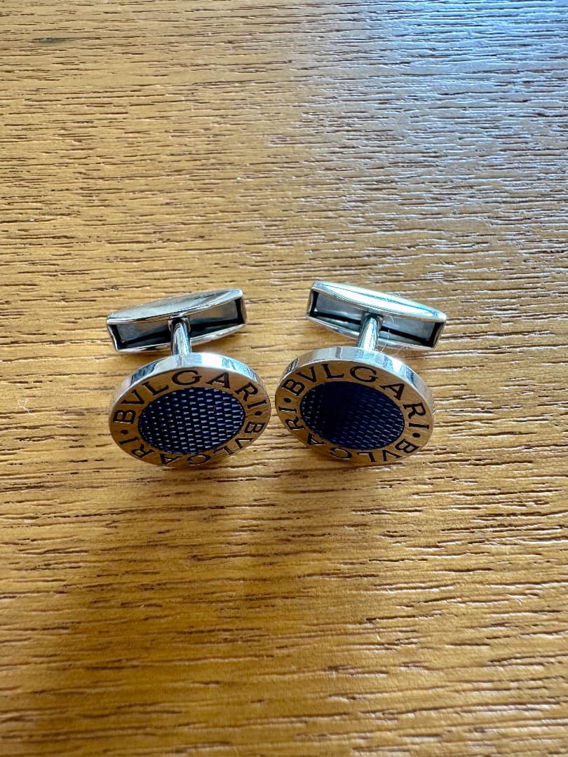 【値下げ】ブルガリ カフス ブルー シルバー カフスボタン カフリンクス