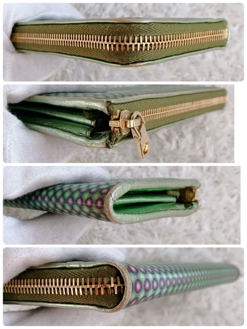 超激レア✨ミュウミュウ　長財布　総柄　レンチキュラー　グリーン系　ゴールド金具