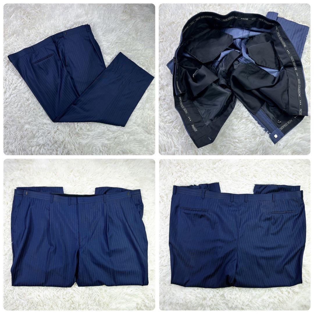 【大きいサイズ】6L フィッチェ ストライプスーツ ネイビー ドン小西 美品
