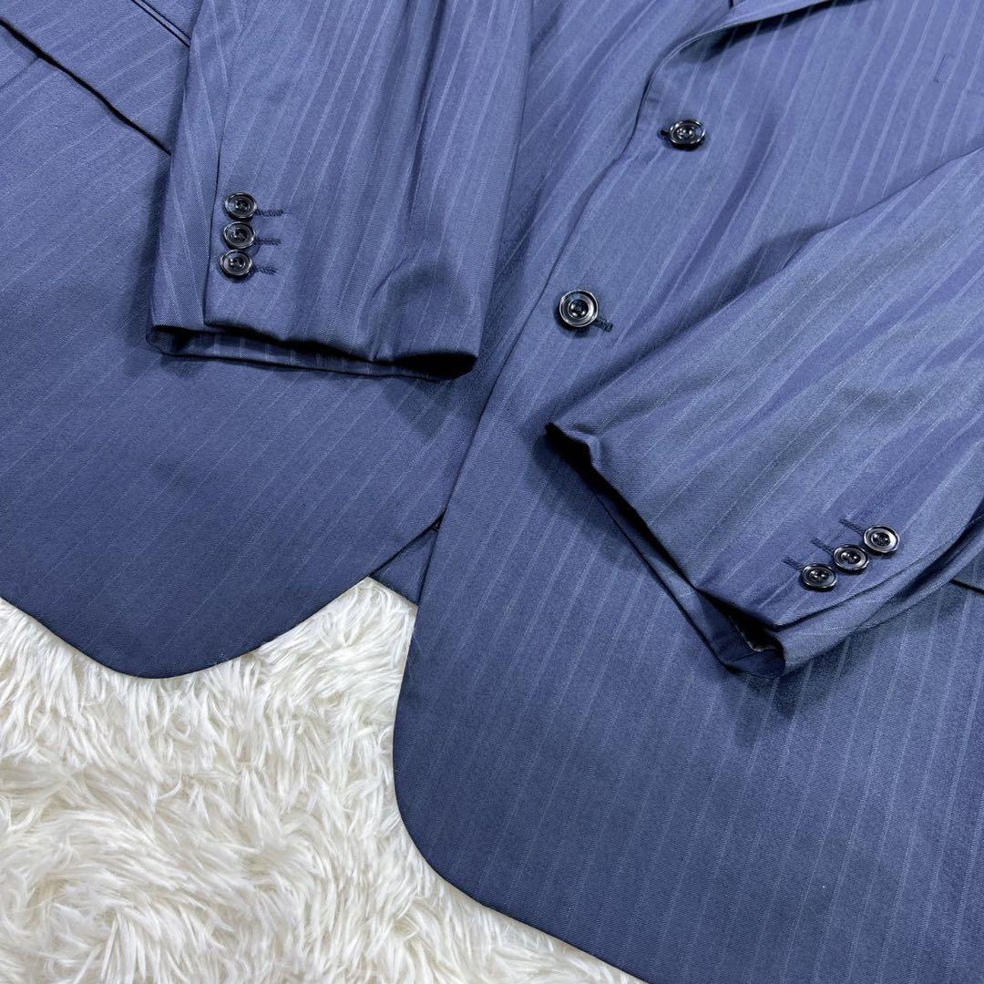 【大きいサイズ】6L フィッチェ ストライプスーツ ネイビー ドン小西 美品