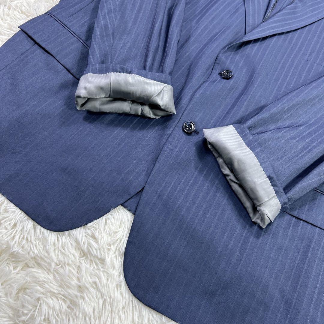 【大きいサイズ】6L フィッチェ ストライプスーツ ネイビー ドン小西 美品