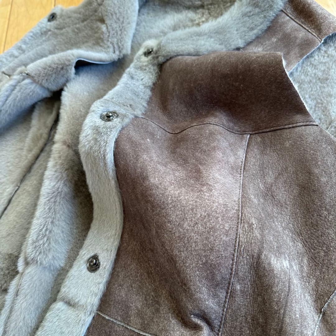 新品同様❣️イタリア製羊革シープスキンムートン　ロングジレベスト