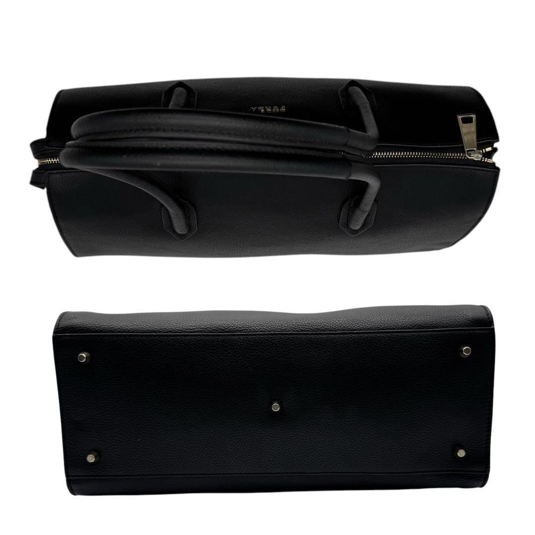 美品✨フルラ トートバッグ ファスナー付 ブラック A4可 ビジネス 就活