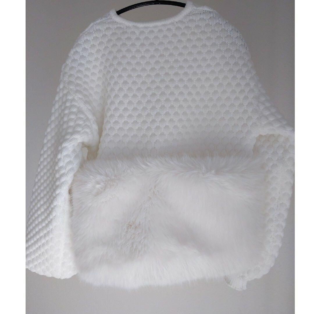 maison de Dolce. メゾンドドルチェ ファーリーニット ホワイト