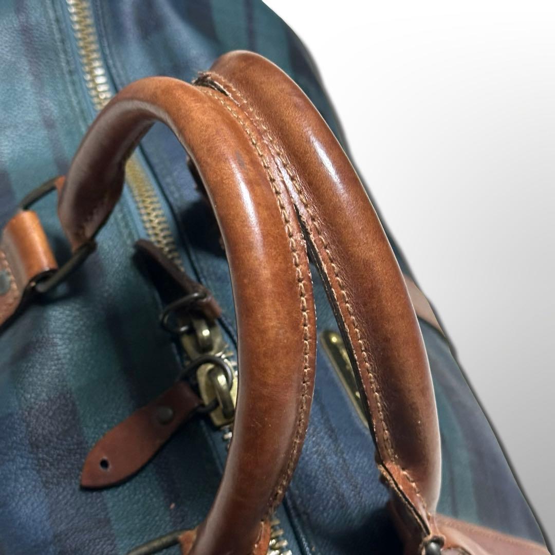 さ*様 ラルフローレン レザーPVC 2way ブラックウォッチ 大容量ボストン