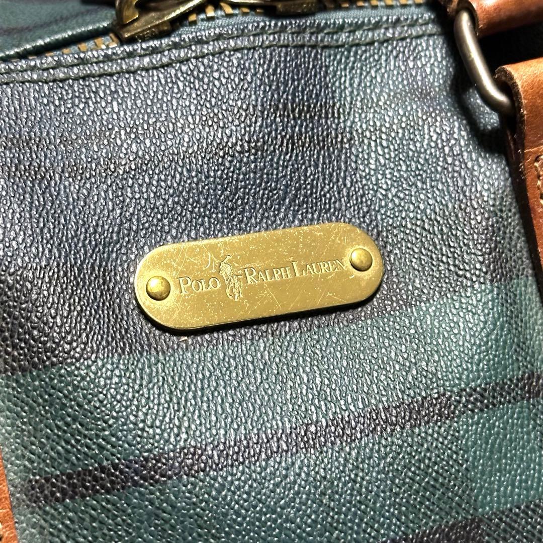 さ*様 ラルフローレン レザーPVC 2way ブラックウォッチ 大容量ボストン