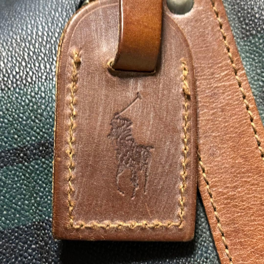 さ*様 ラルフローレン レザーPVC 2way ブラックウォッチ 大容量ボストン