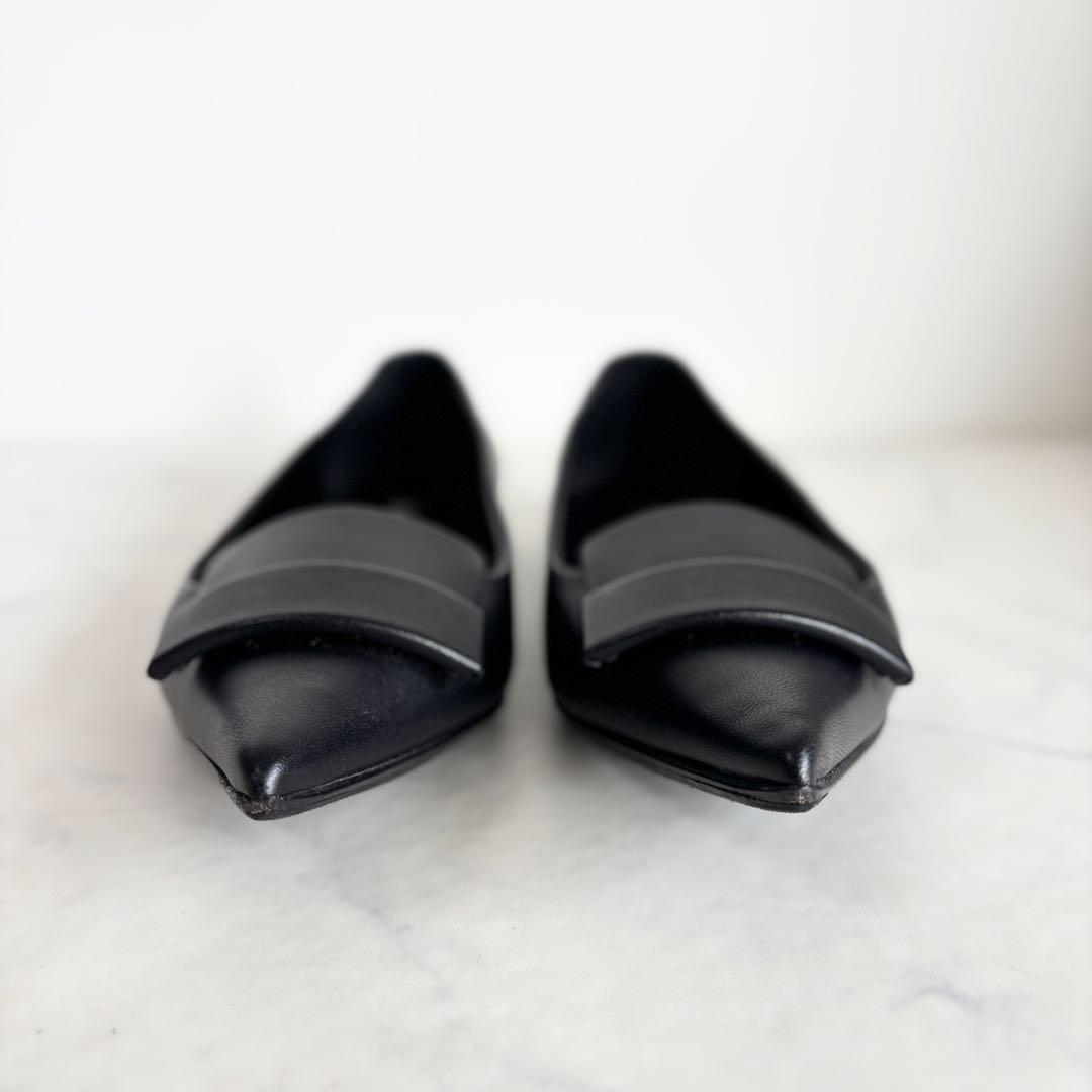 セルジオロッシ 36 SR1 バレリーナ フラットパンプス レザー ブラック