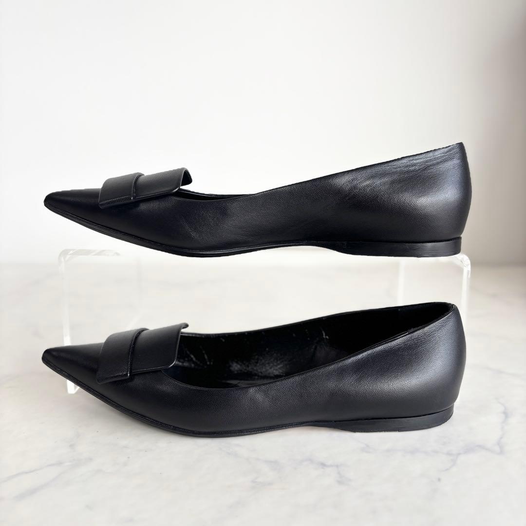セルジオロッシ 36 SR1 バレリーナ フラットパンプス レザー ブラック