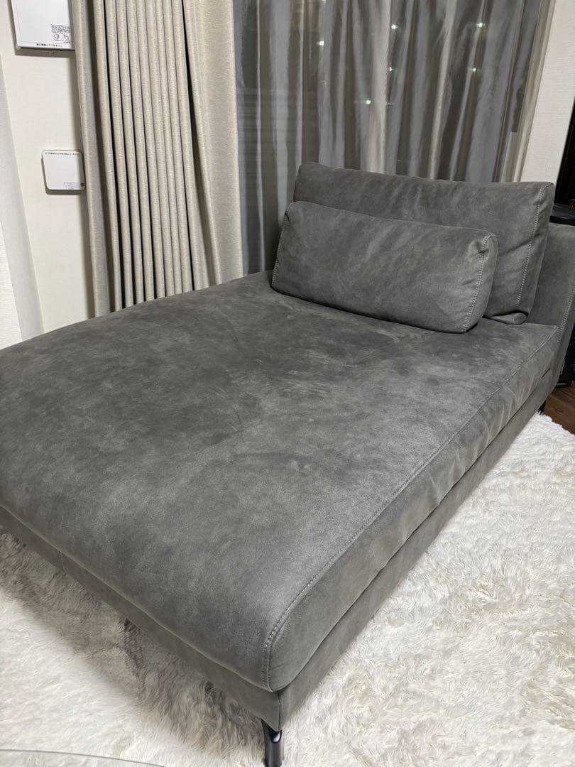 【美品】グレー カウチソファ/レザーテックス/購入から1年