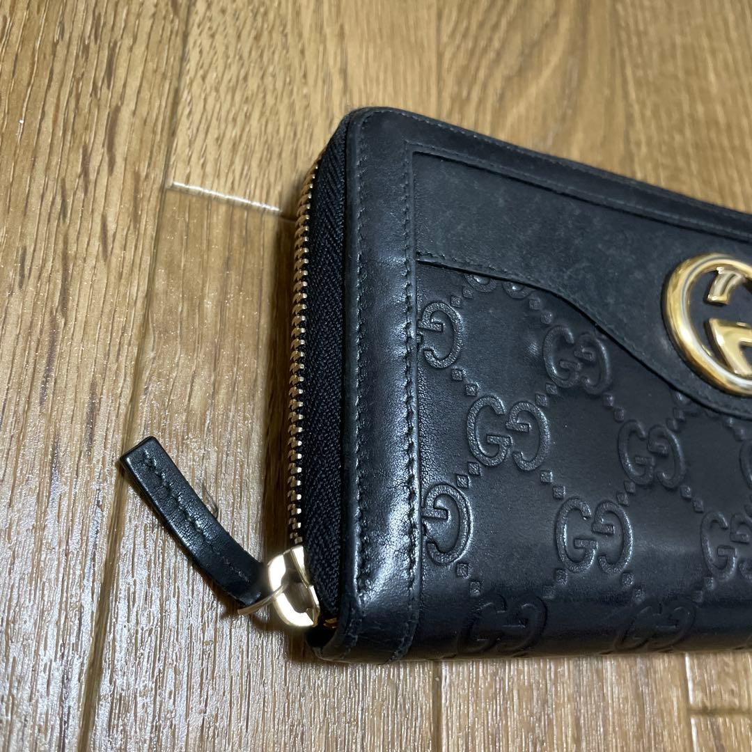 GUCCI グッチ ラウンドファスナー インターロッキング 長財布 ブラック