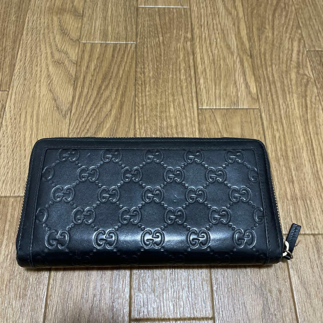 GUCCI グッチ ラウンドファスナー インターロッキング 長財布 ブラック