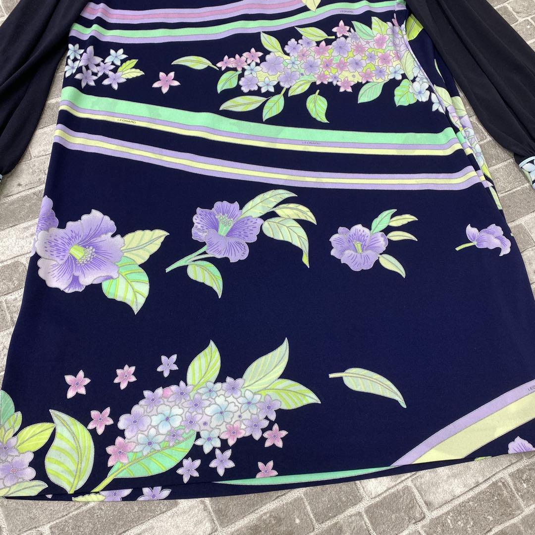 T585♪ レオナール　七分袖トップス　チュニック　サイズ42