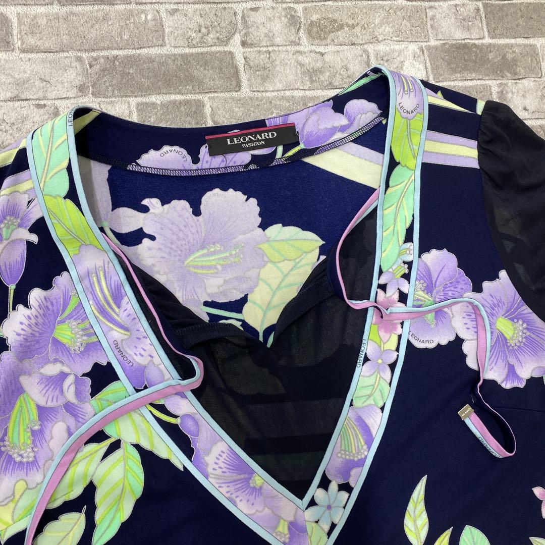 T585♪ レオナール　七分袖トップス　チュニック　サイズ42