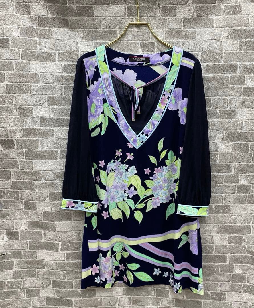 T585♪ レオナール　七分袖トップス　チュニック　サイズ42