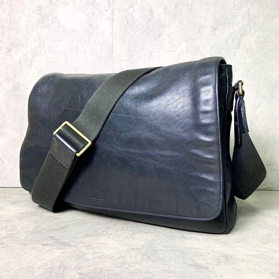 希少 COACH オールドコーチ メンズ メッセンジャーバッグ 本革 A4◎