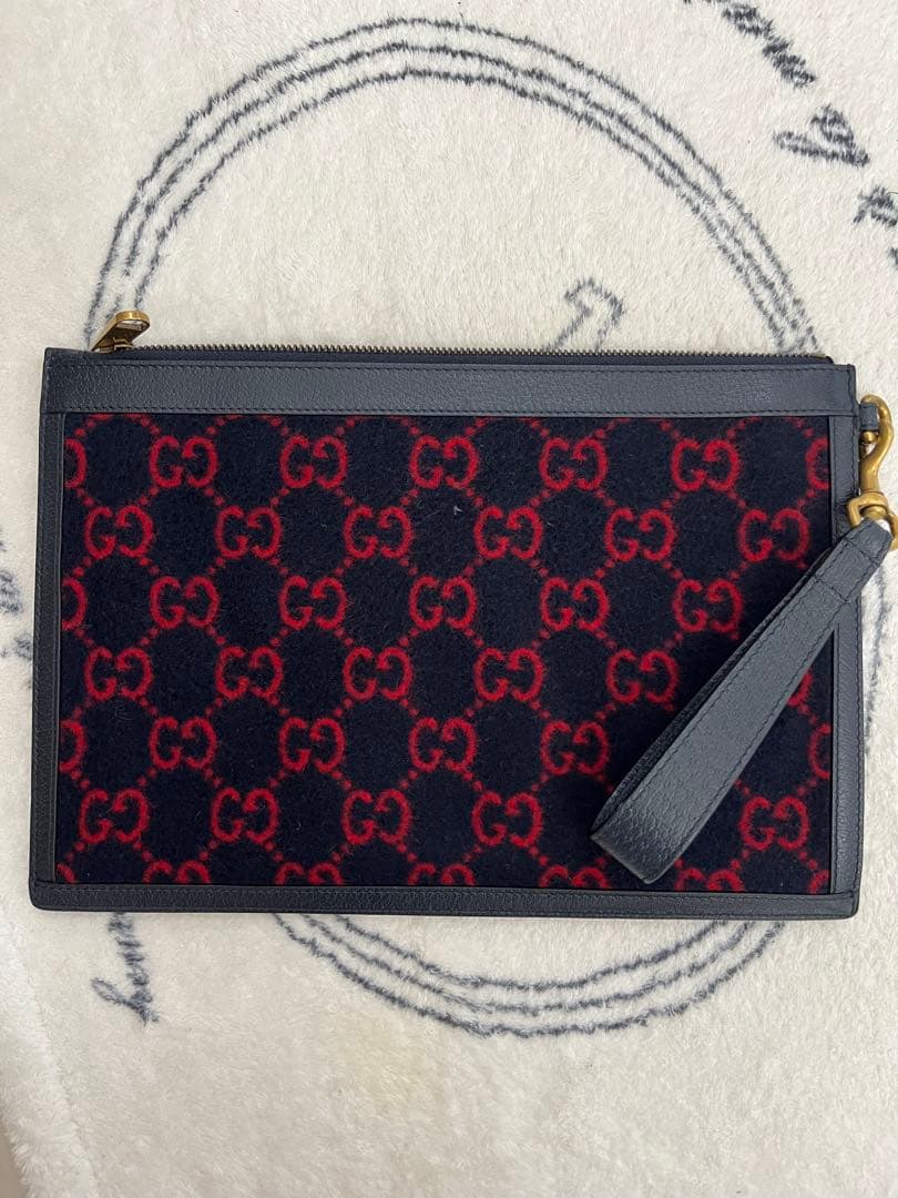 GUCCI クラッチバッグ ネイビー/レッド