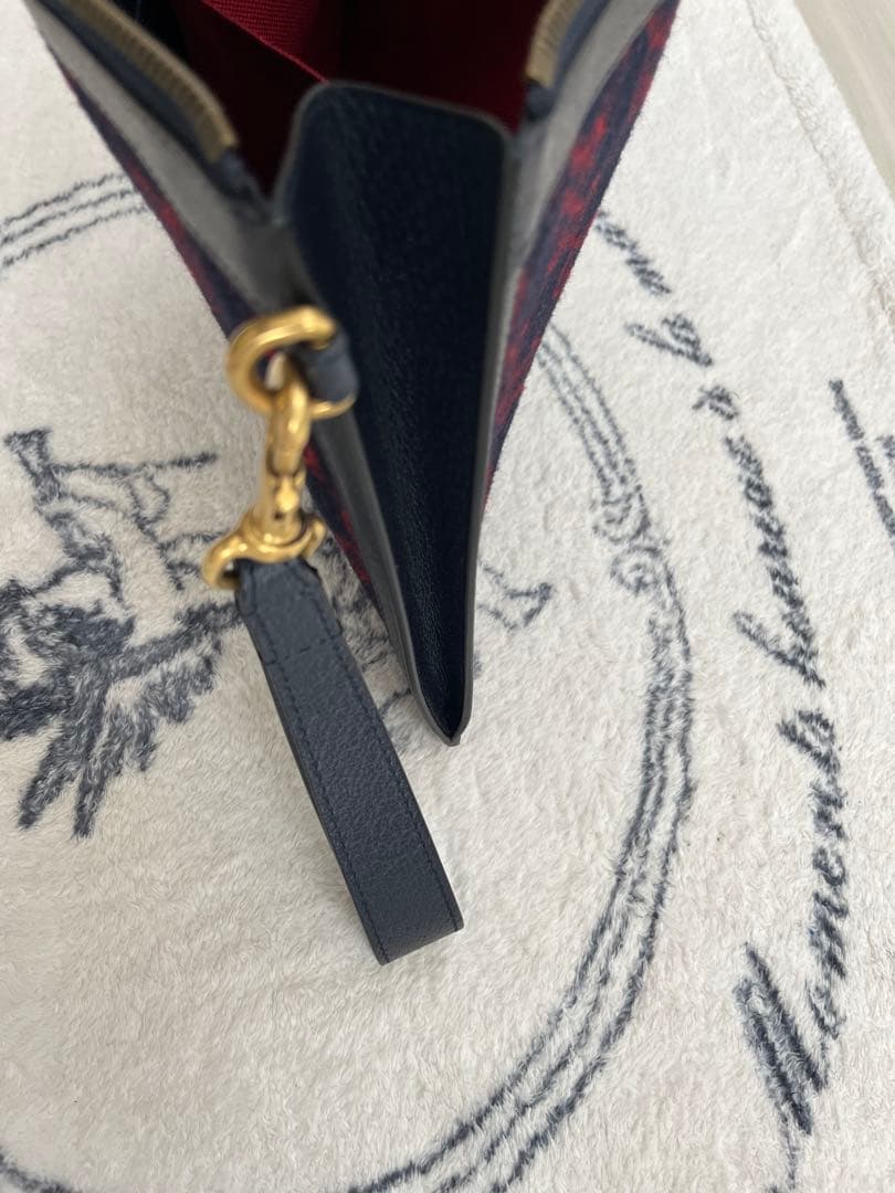 GUCCI クラッチバッグ ネイビー/レッド