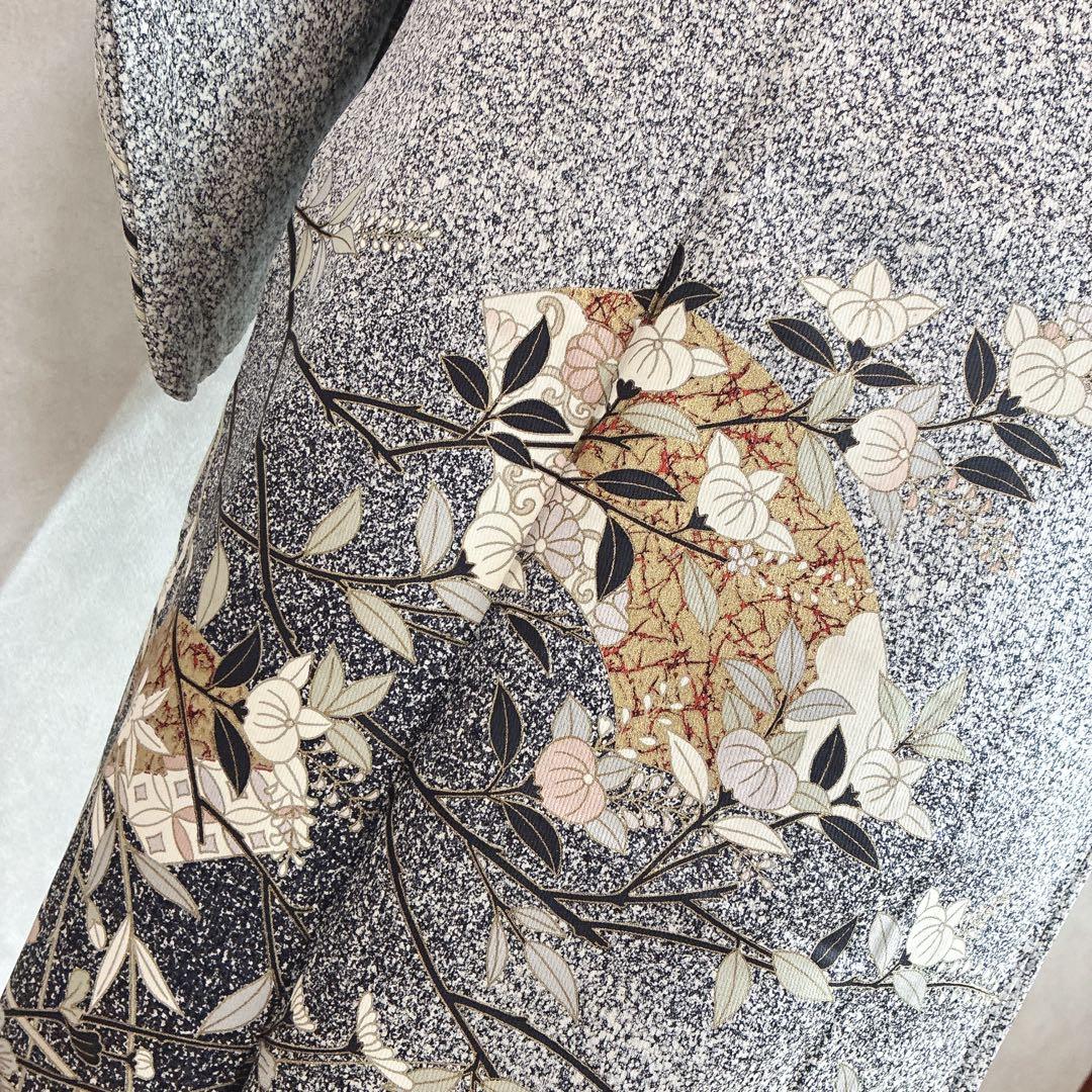 訪問着　フルセット　着物　たたき染　正絹　トールサイズ　黒　凛と優雅　J7