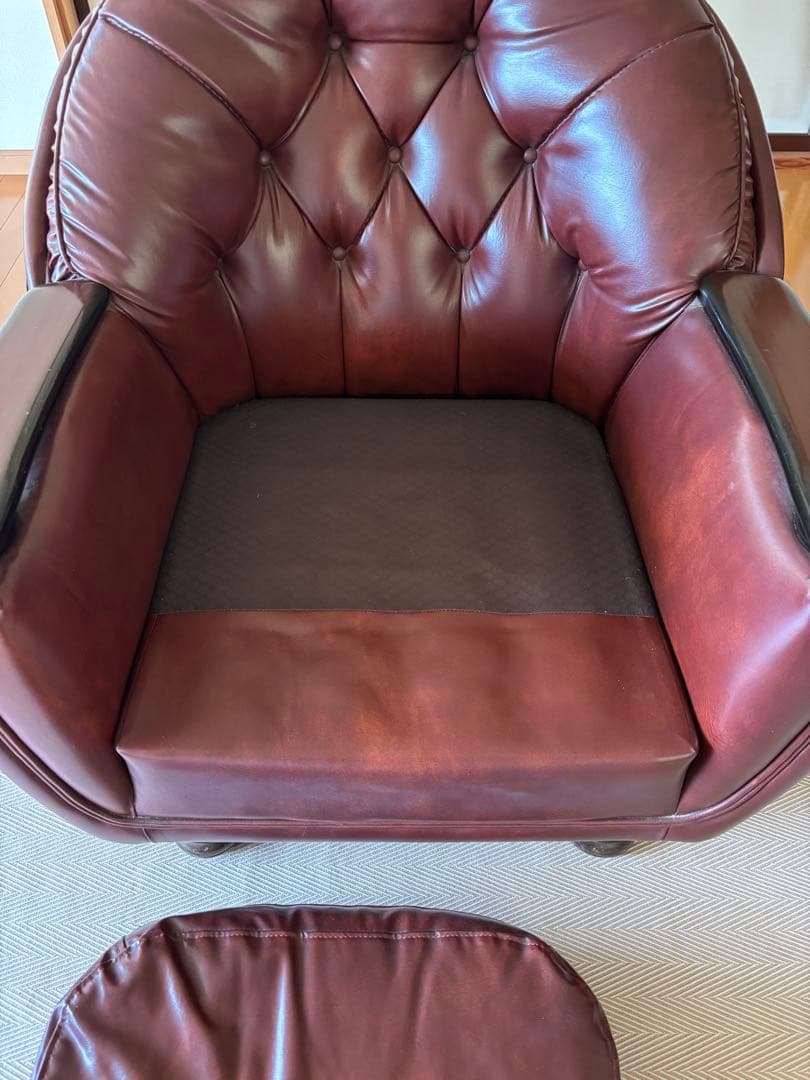 【最終値下げ！】昭和レトロ　レザー調 1人掛けソファ