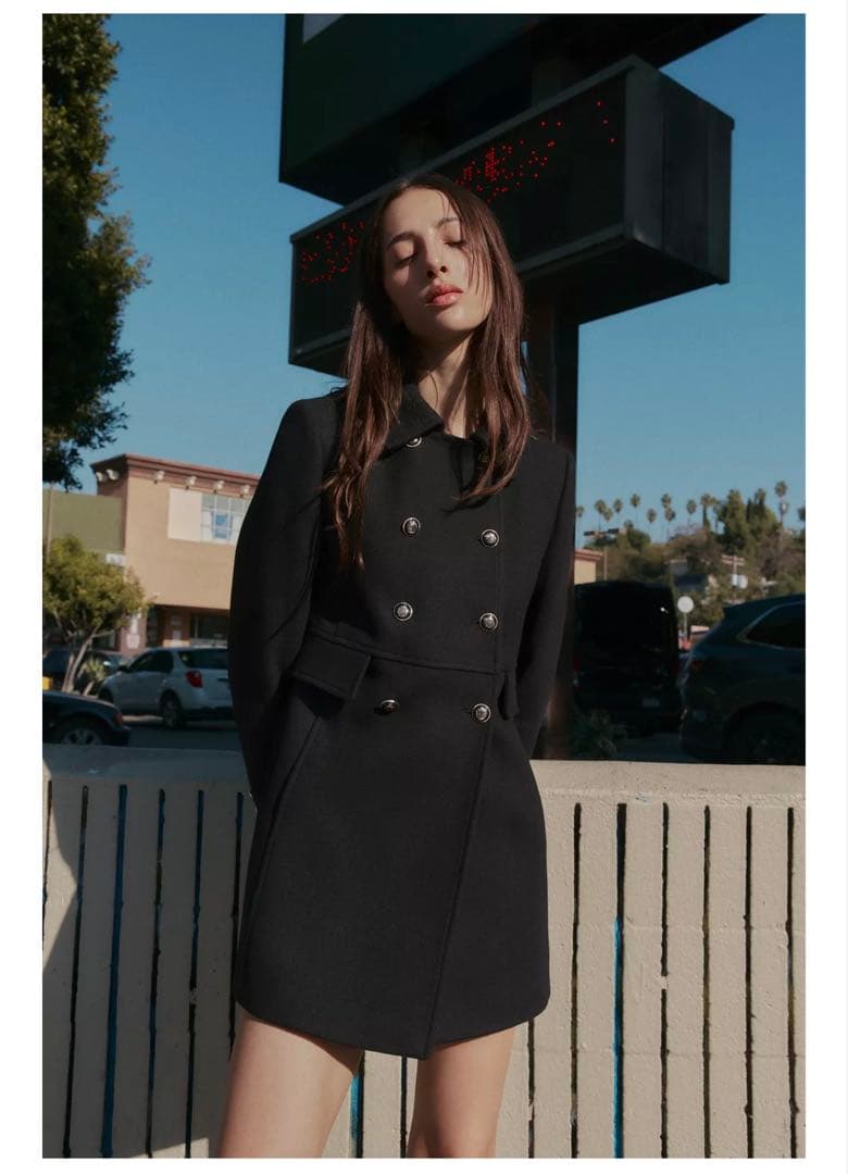 最終値下げZARA完売サイズM ウール混紡ショート丈ダブルブレストコート