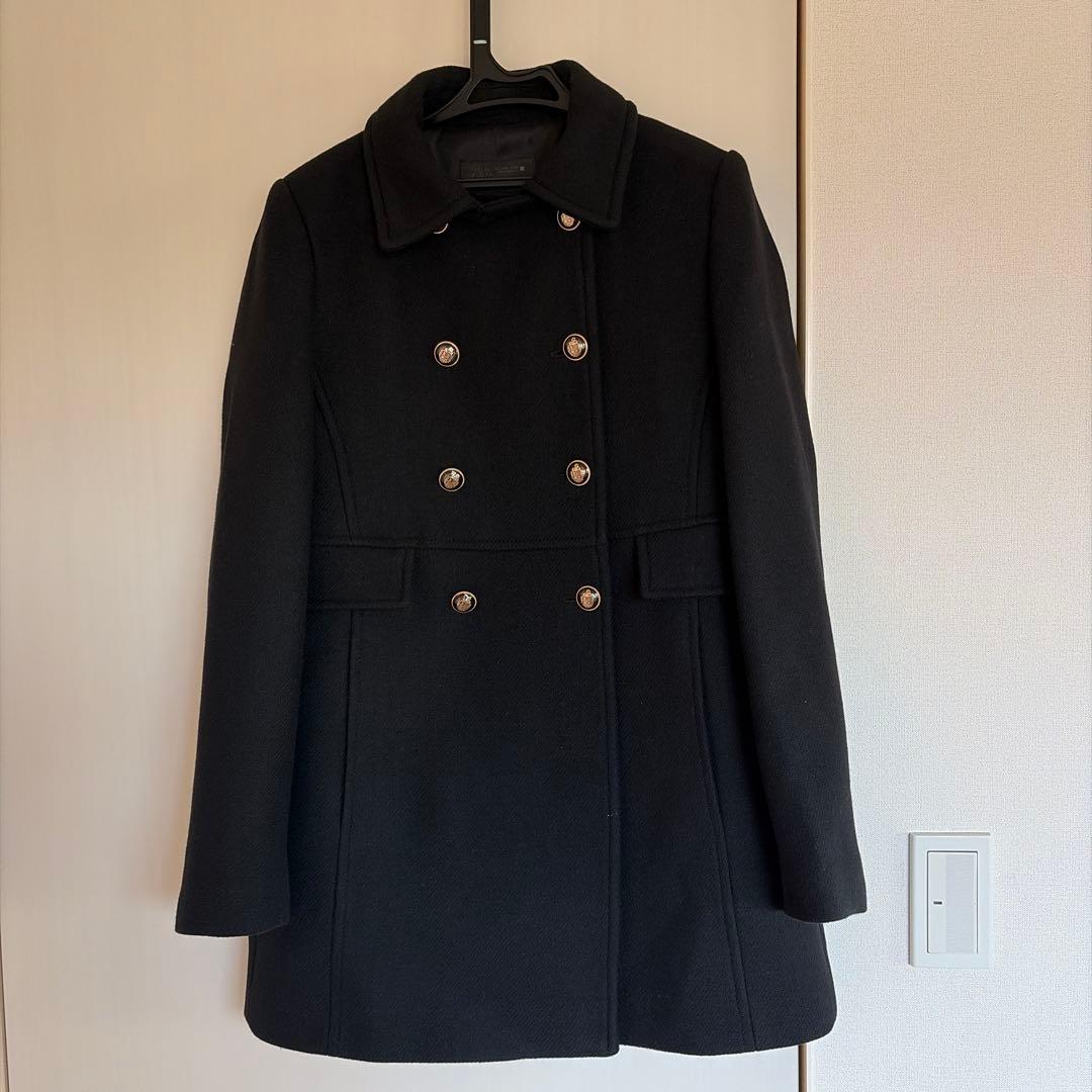 最終値下げZARA完売サイズM ウール混紡ショート丈ダブルブレストコート