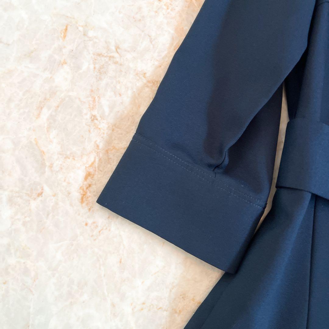 セルフォード ワンピース 濃紺 ネイビー ベルト 38 春夏 Aライン 結婚式