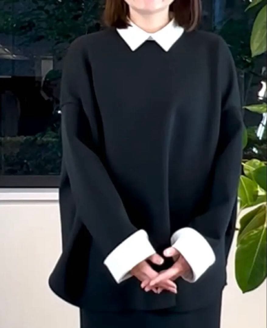 LE PHIL スキューバダンボールブラウス　F ブラック×ホワイト