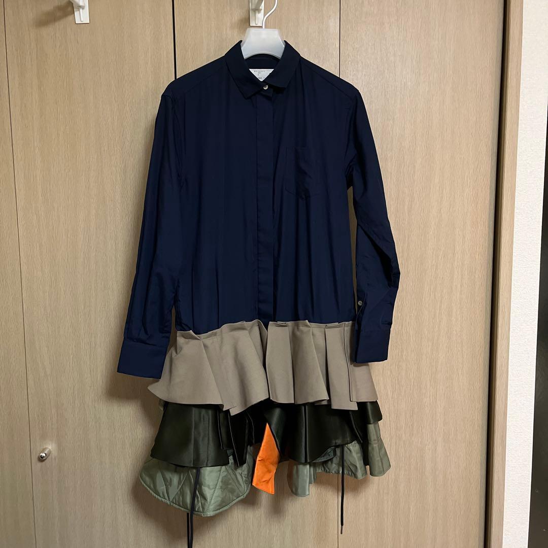 sacai 裾フリル　シャツワンピース