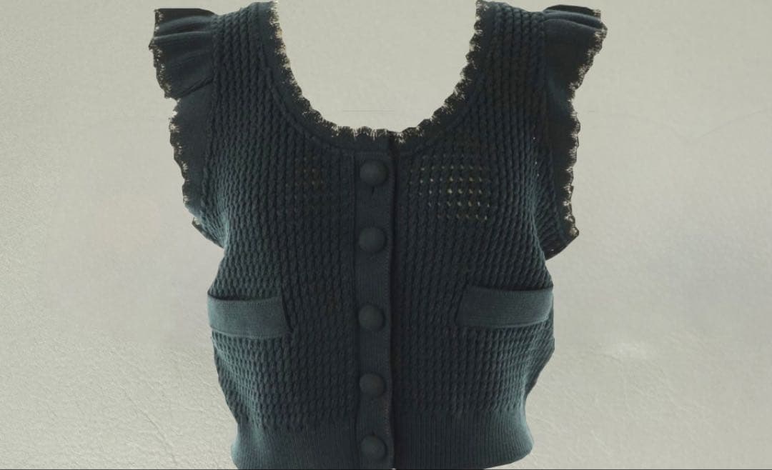 yori ヨリ 25SS クロシェニットミニジレ ネイビー 新品 タグ付き