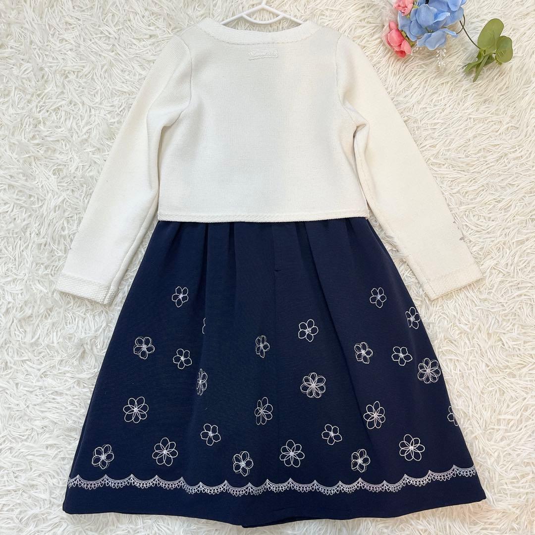 メゾピアノ 花柄刺繍ワンピース 120cm ニットボレロ Mドレスセット