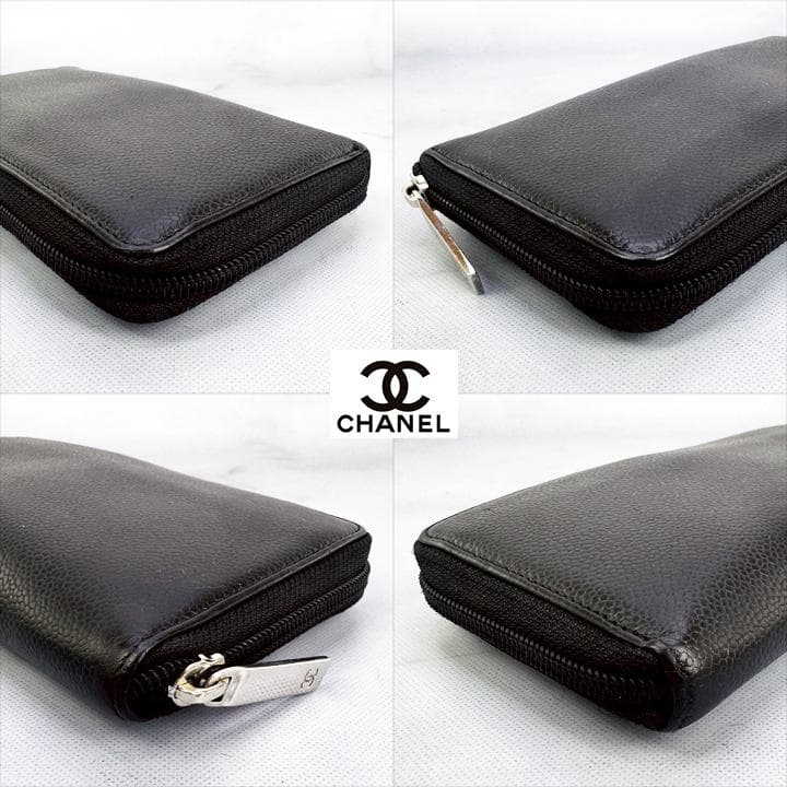 CHANELデカココ 長財布 ラウンドファスナー 黒 キャビアスキン 定番人気