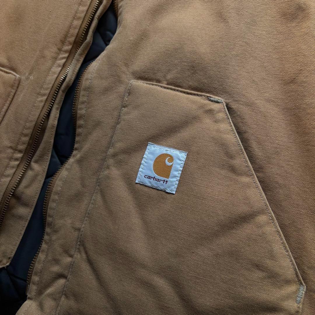 USA製　カーハート　ダックベスト　ブラウン　2XL　キルティングライナー　古着