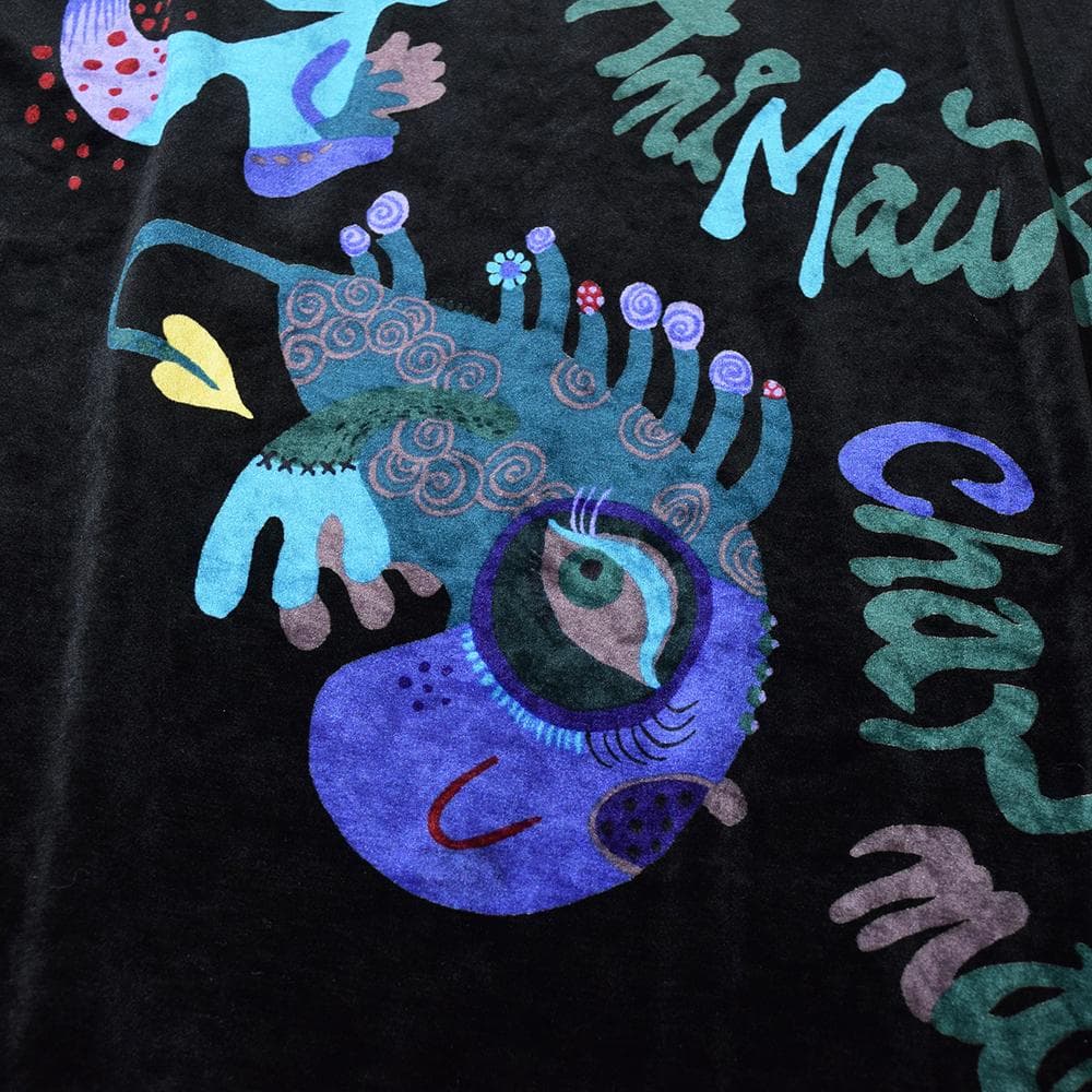 TOKUKO 1er VOL アートプリント ベロア Aライン チュニック 黒