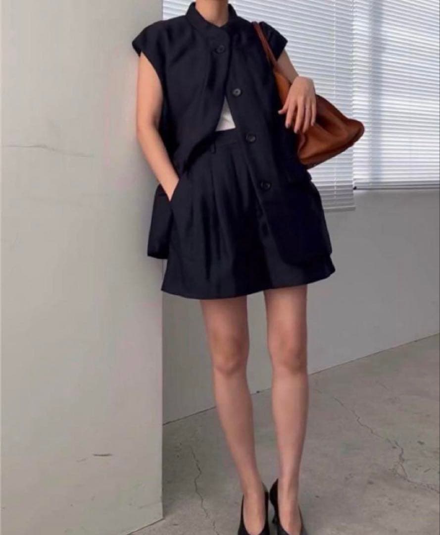 【美品】clane dad short pants ネイビー 1