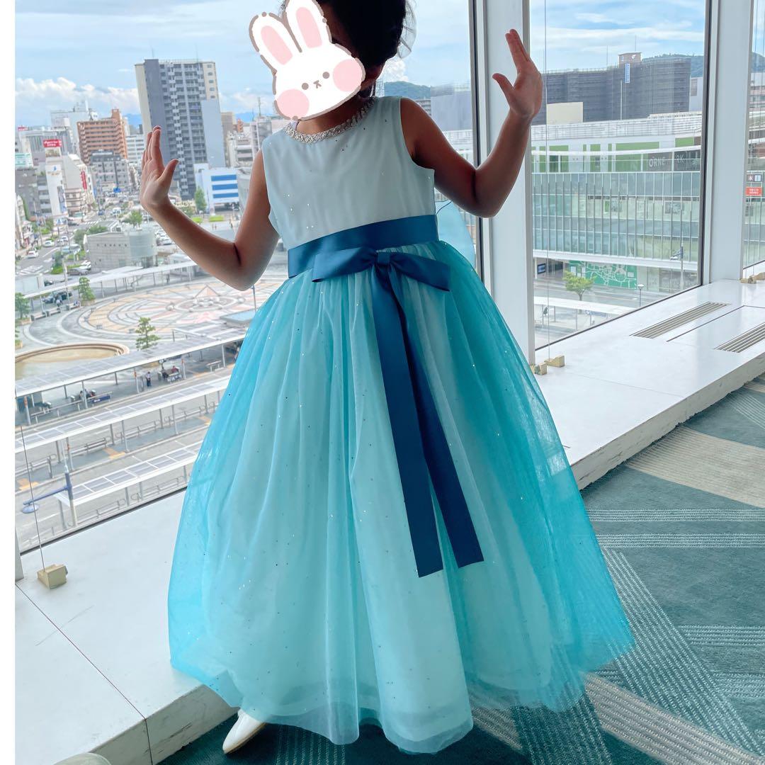 ゆめ　ドレスコ　ピーコックブルービジューストーンロングドレス　130