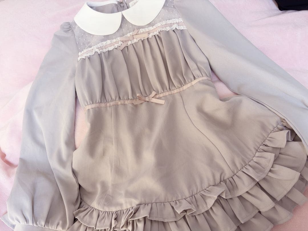 pium チュール切り替えティアードセットアップ グレー