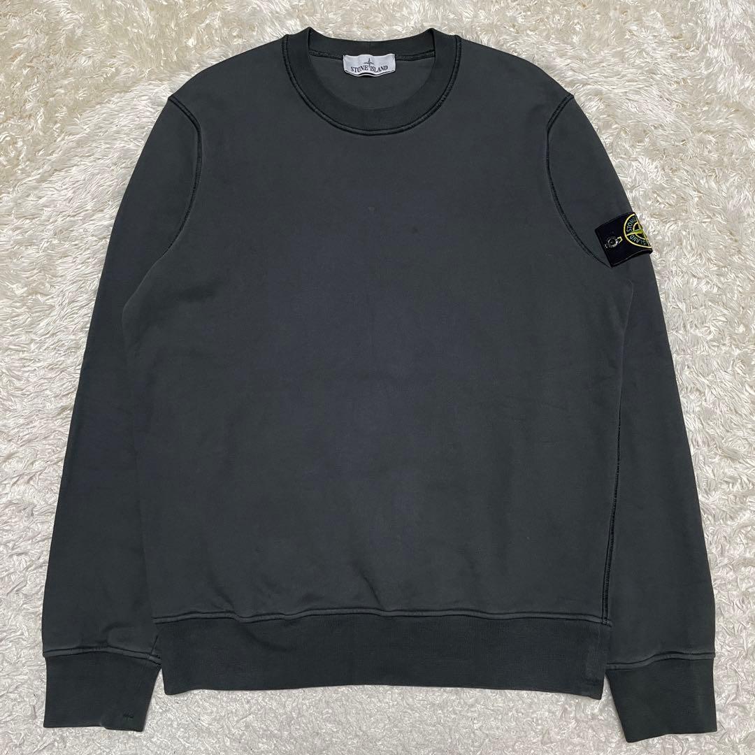 STONE  コットン　クルーネック　トレーナー　チャコールグレー
