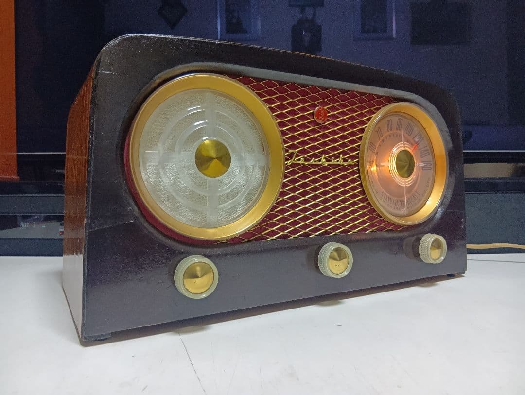 希少　デザイン　マツダ　東芝　513F　真空管　ラジオ　整備済み