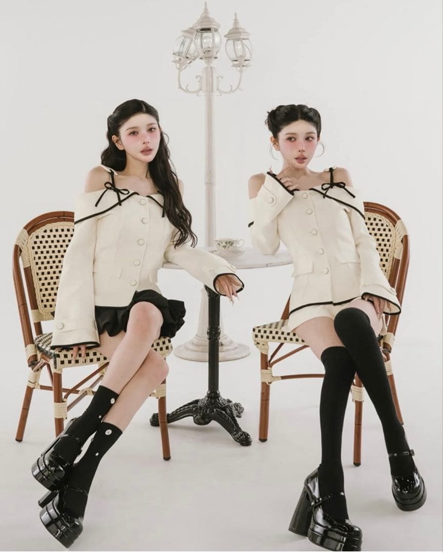 あざらしDarich ボンディングツイードオフショルチュニック