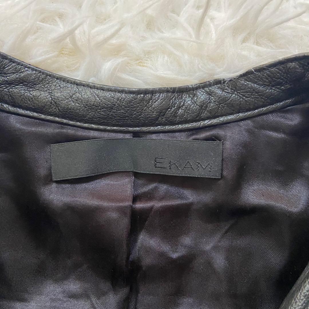 【EKAM エカム】変形 袖長 ライダース レザージャケット